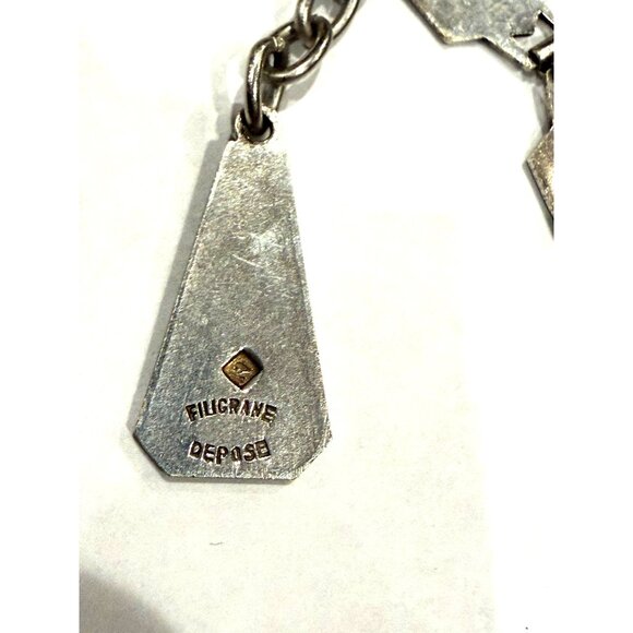 FILIGRANE DEPOSE ART DECOSILVER BRACELET PARIS EIFFEL TOWER FRANCE NOTRE DAME 7" - Picture 3 of 10